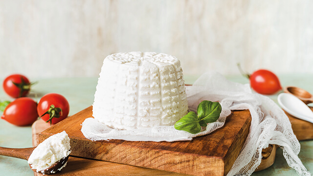 Ricotta cheese on wooden base-smaller